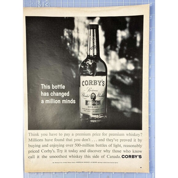 CORBY'S Whiskey "This Bottle Has Changed a Million Minds" Vintage Print Ad 1963 - Picture 2 of 3